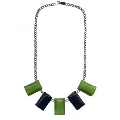 Retrolite Art Deco Necklace In Dark Navy & Green By Classic Hardware ACCESSORIES