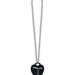 Classic Hardware Retrolite Keyhole Heart Necklace In Black With Silver Chain ACCESSORIES