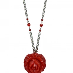 ACCESSORIES Classic Hardware Vintage Rose Retrolite Necklace In Red