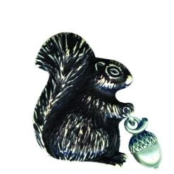 Classic Hardware Squirrel With Acorn Retrolite Pin In Black & Ivory