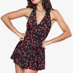 Coral & Jade Marilyn Swimdress In Cherries Delight Print - Size 6 APPAREL