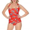 Coral & Jade Apparel Classic One-Piece Swimsuit In Beach Umbrella Print