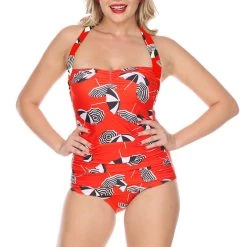 Coral & Jade Apparel Classic One-Piece Swimsuit In Beach Umbrella Print