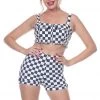Coral & Jade Reyna Black & White Check Swim Top - Size 4 APPAREL