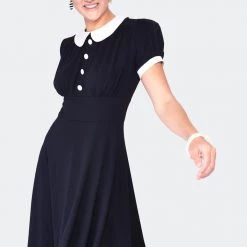 Wednesday Black Knit Flare Dress By Voodoo Vixen