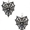 Girly Accessories Black Acrylic Spiderweb Heart Dangle Earrings