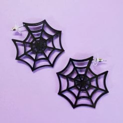 Ole Black Acrylic Spiderweb Earrings
