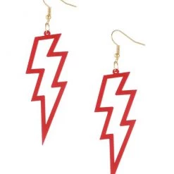 Ole ACCESSORIES Acrylic Lightning Bolt Dangle Earrings - Red