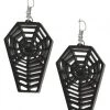 Ole Black Acrylic Spiderweb Coffin Dangle Earrings