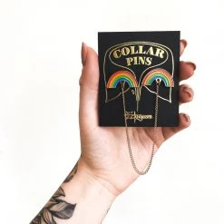 Ectogasm Rainbow Enamel Collar Pin Set With Gold Chain