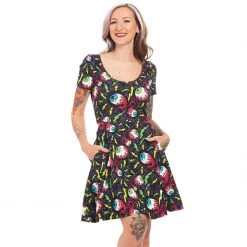 Sourpuss Clothing Electric Eyeballs Skater Dress DRESSES