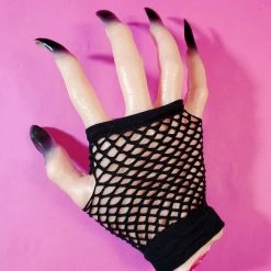 Red Apple Accessories Fishnet Fingerless Gloves - Black