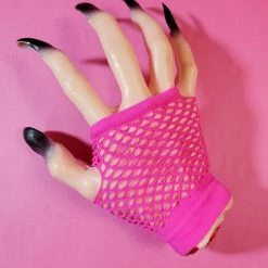 Red Apple Accessories Fishnet Fingerless Gloves - Hot Pink
