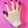 Red Apple Accessories Fishnet Fingerless Gloves - White
