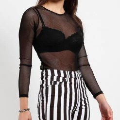 NEW ARRIVALS Long Sleeve Fishnet Top By Tripp NYC