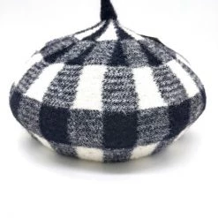 MYS Wholesale Black & White Buffalo Plaid Beret