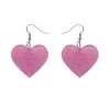 Erstwilder Essentials Heart Dangle Earrings - Pink Glitter NEW ARRIVALS