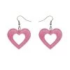 Erstwilder Essentials Heart Dangle Earrings - Pink Glitter