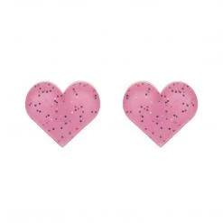 Erstwilder Essentials Heart Post Earrings - Pink Glitter ACCESSORIES