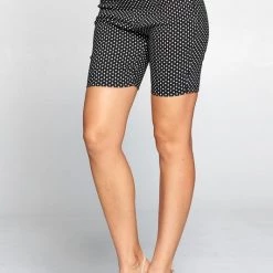 Chocolate USA Black & White Diamond Print Stretch Knit Mid-Length Shorts APPAREL