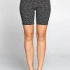 Chocolate USA Black & White Diamond Print Stretch Knit Mid-Length Shorts APPAREL