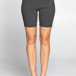 Chocolate USA Black & White Diamond Print Stretch Knit Mid-Length Shorts APPAREL