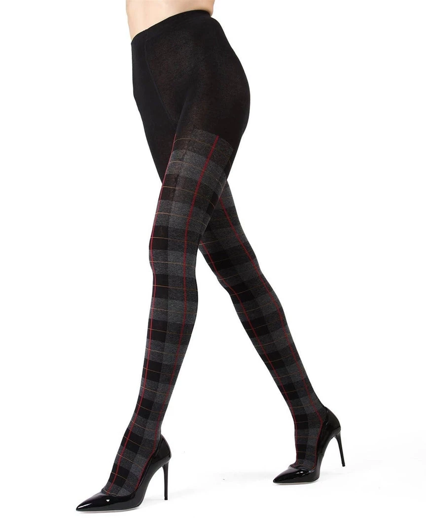 MeMoi Plaid Sweater Tights - Black & Grey XL & LARGER 3 MeMoi Plaid Sweater Tights - Black & Grey XL & LARGER