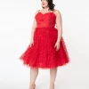 Cupcake Swing Dress In Red Tulle By Unique Vintage APPAREL