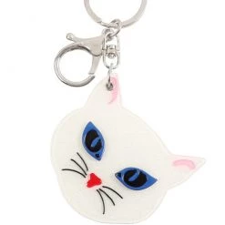 MYS Wholesale Kitty Face Mirror Keychain In White EVERYTHING ELSE