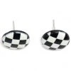 Girly Accessories Checker Print Circle Post Earrings