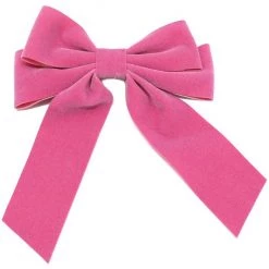 Girly Accessories Velvet Ribbon Bow Hair Clip - Pink