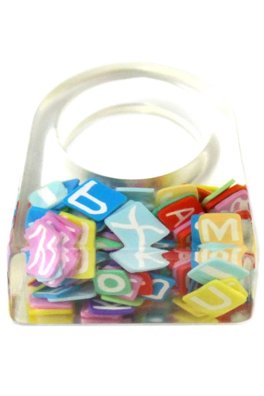 Girly Accessories Clear Acrylic Alphabet Ring 3 Girly Accessories Clear Acrylic Alphabet Ring