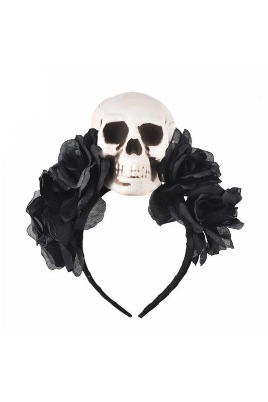 Ole Skull & Black Roses Headband ACCESSORIES 3 Ole Skull & Black Roses Headband ACCESSORIES