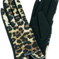 Andrea Bijoux Leopard Print Fleece-Lined Gloves
