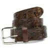 Mascorro Rose Pattern Brown Leather Belt ACCESSORIES