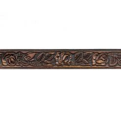 Mascorro Rose Pattern Brown Leather Belt ACCESSORIES