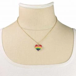 ZAD ACCESSORIES Gold Rainbow Heart Necklace