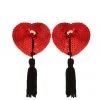 Icco Accessories APPAREL Sequin Heart Tassel Pasties - Red