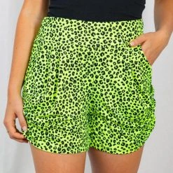 White Birch Neon Leopard Shorts - Yellow