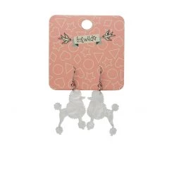 Erstwilder Essentials Poodle Dangle Earrings - White Ripple ACCESSORIES
