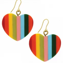 ZAD ACCESSORIES Striped Heart Dangle Earrings