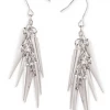 ZAD Silver Spike Cluster Dangle Earrings
