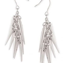 ZAD Silver Spike Cluster Dangle Earrings