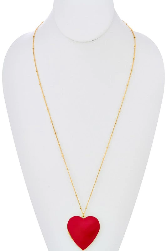 Girly Accessories Heart Locket Necklace - Red 4 Girly Accessories Heart Locket Necklace - Red