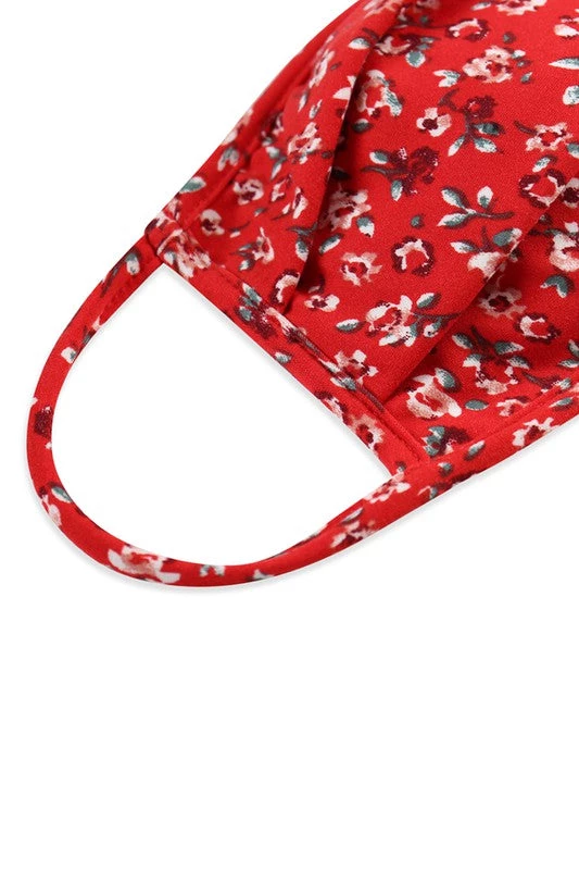 MYS Wholesale ACCESSORIES Red Floral Print Face Mask 4 MYS Wholesale ACCESSORIES Red Floral Print Face Mask