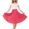 NEW ARRIVALS High-Waist Thrills Skirt In Red & White Dot By Steady Clothing