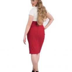 Steady Clothing Cora High Waist Pencil Skirt In Red