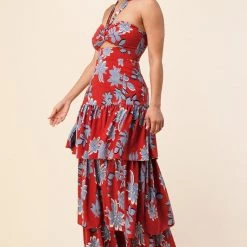 The Sang Floral Halter-Tie Maxi Dress APPAREL