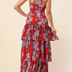 The Sang Floral Halter-Tie Maxi Dress APPAREL