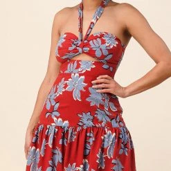 The Sang Floral Halter-Tie Maxi Dress APPAREL
